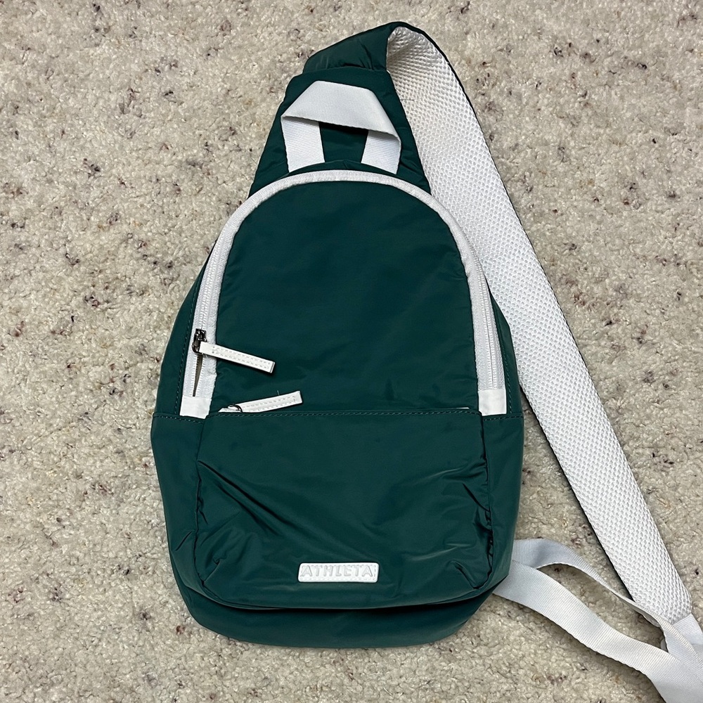 Athleta Dark Green Belt Bag with White Accents